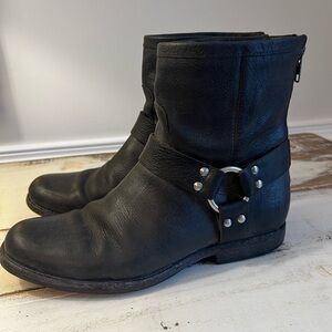 Frye Black Leather Ankle Boots